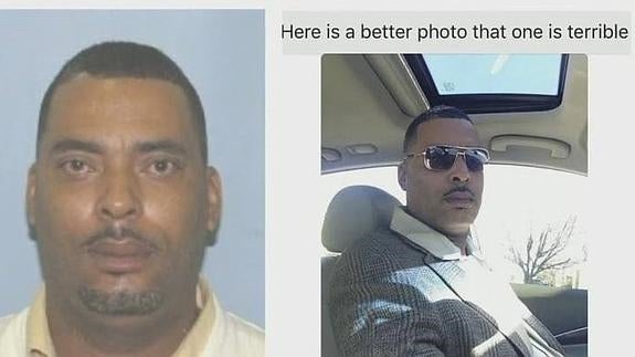 A la derecha, la foto que utilizaban los policías; a la izquierda, la captura de pantalla del fugitivo mandándole la foto que a él le gustaba más. 