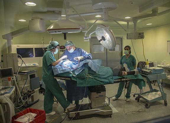 Un equipo de cirugía, en un quirófano del Hospital del Rosell, en una foto de archivo. 