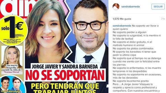 Sandra Barneda no convence sobre su «correcta relación» con Jorge Javiez Vázquez