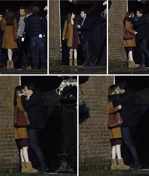 Jamie Dornan y a Dakota Johson en el rodaje de Cincuenta sombras más oscuras