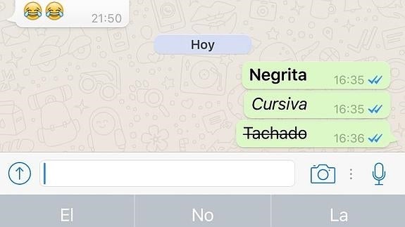 ¿Cómo poner negritas y cursivas en Whatsapp?