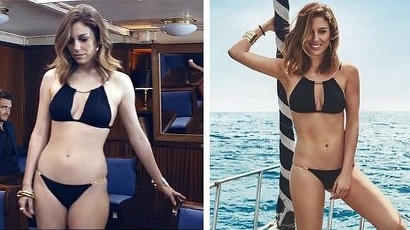 Blanca Suáre: a la derecha, imagen natural del vídeo; a la izquierda, imagen supuestamente retocada