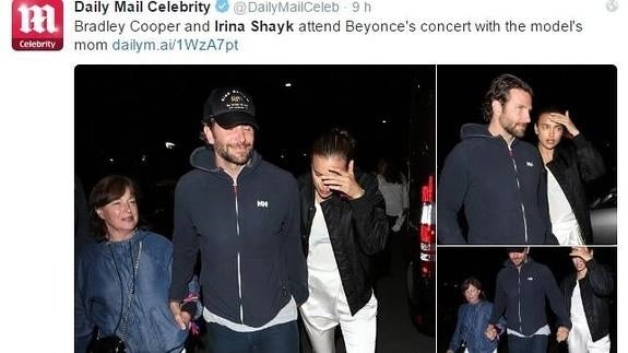 Irina Shayk , Bradley Cooper y la madre del actor en un concierto e Beyonce