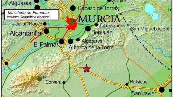 Un terremoto de 2,3 grados en la escala de Richter despierta a Murcia