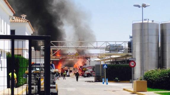 Los bomberos trataban ayer de controlar las llamas.