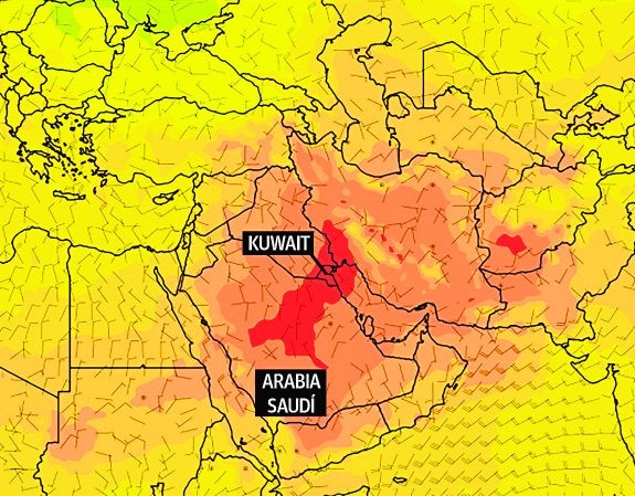 La ola de calor en Arabia Saudí, Irak y Kuwait. 