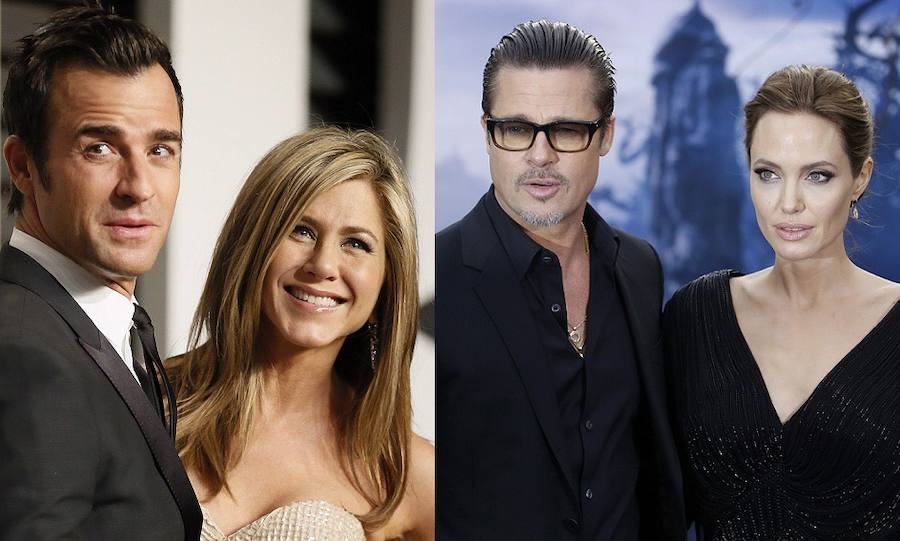 Justin Theroux y Jennifer Aniston, Brad Pitt junto a Angelina Jolie. 