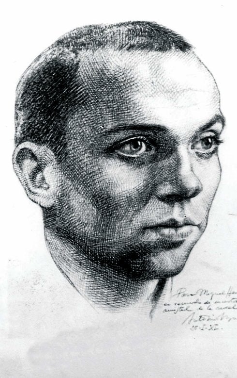 Retrato de Miguel Hernández hecho en la cárcel.
