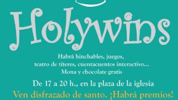 Cartel anunciador de la fiesta Holywins en la iglesia de San Fulgencio.