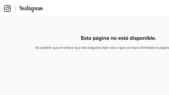 Esto es lo que nos devuelve el navegador web si intentamos entrar a su, hasta ahora, cuenta en Instagram