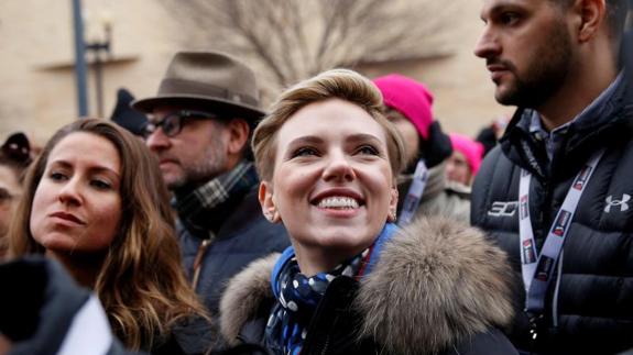 Scarlett Johansson en la Marcha de la Mujer.