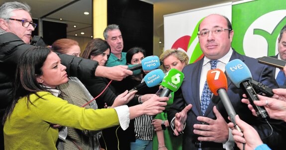 Pedro Antonio Sánchez, ayer, refiriéndose a su citación como investigado, durante la Asamblea General de Fepex.