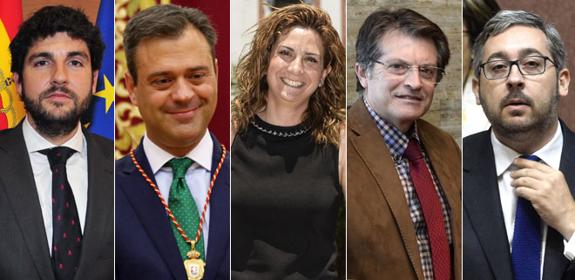 Fernando López Miras, Marcos Ortuño, Patricia Fernández, Francisco Jódar y Víctor Manuel Martínez.