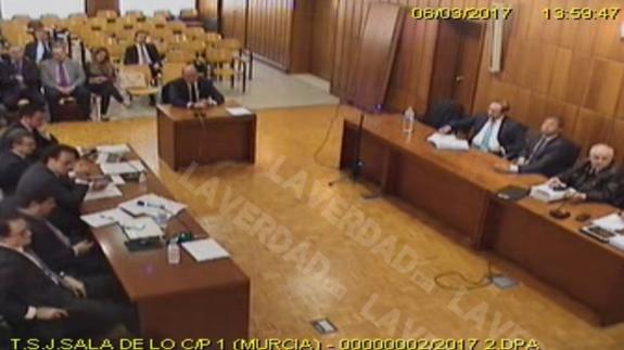 Imagen de la declaración de Pedro Antonio Sánchez en el TSJ de la Región de Murcia. 