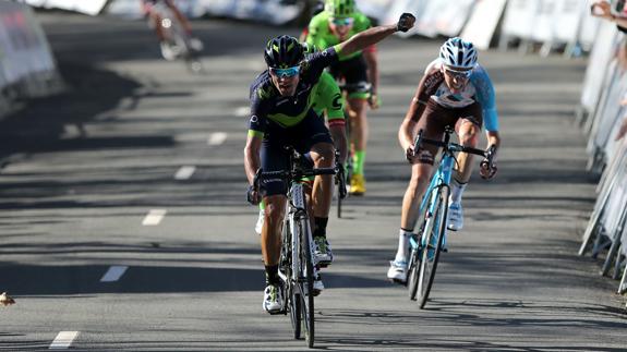 Alejandro Valverde celebrando la victoria de etapa.