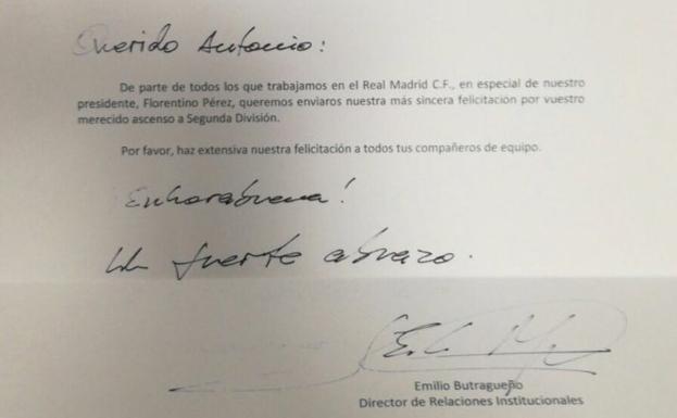 Carta que ha recibido Antonio Martínez.