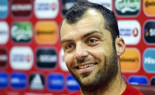 Pandev, en la sala de prensa. 