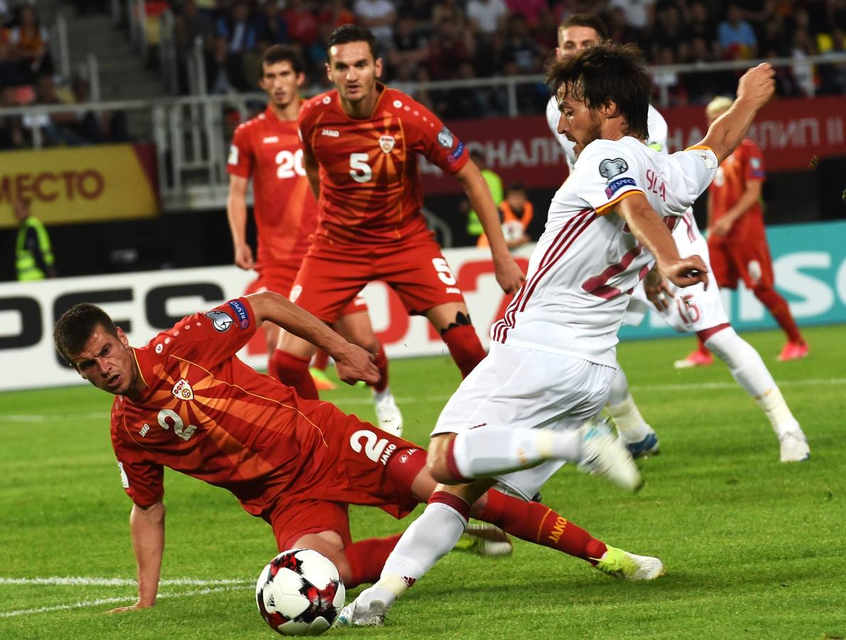 Macedonia recibe a Españane en un partido clasificatorio para el Mundial de rusia 2018.