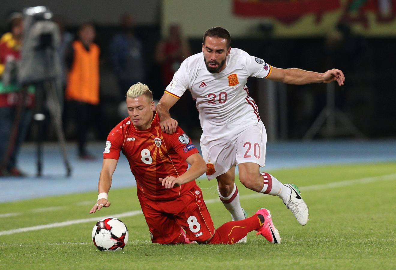 Macedonia recibe a Españane en un partido clasificatorio para el Mundial de rusia 2018.