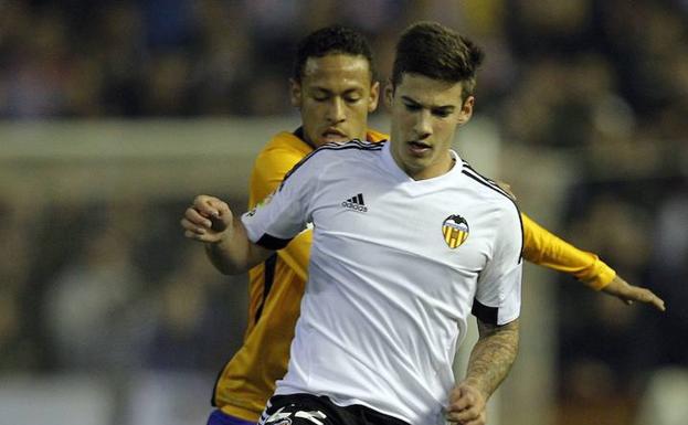 Santi Mina, con el Valencia. 