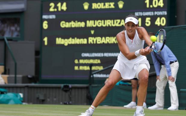 Garbiñe Muguruza, durante el partido de semifinales. 