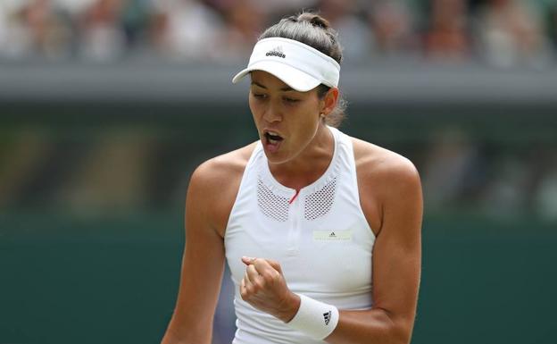 Garbiñe Muguruza celebra el pase a la final. 