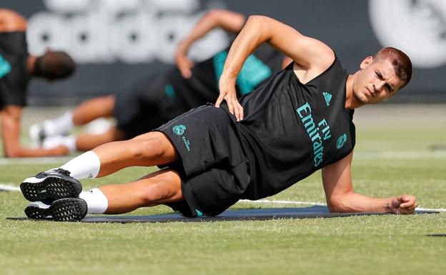 Morata, entrenando en Los Ángeles. 