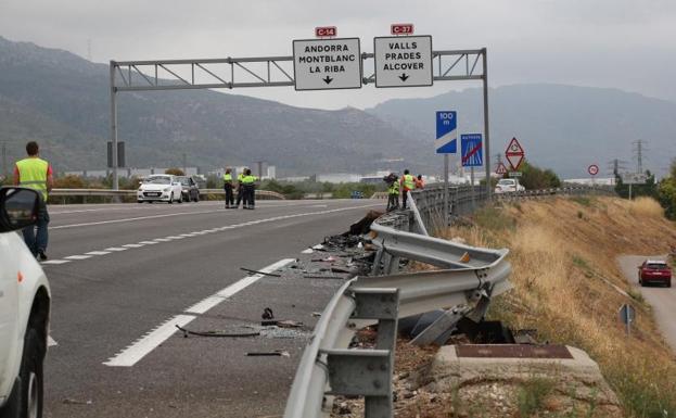 Lugar del accidente en Alcover.