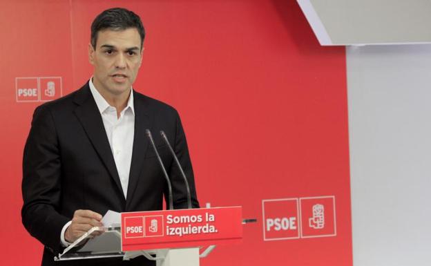 Pedro Sánchez, en rueda de prensa tras la declaración de Rajoy.