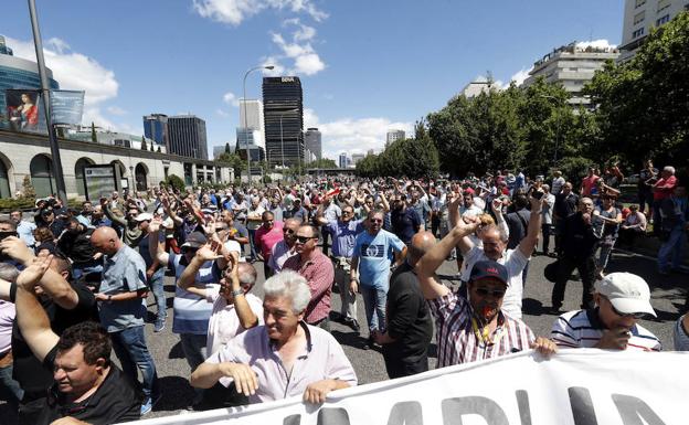 Manifestación de taxistas en Madrid.