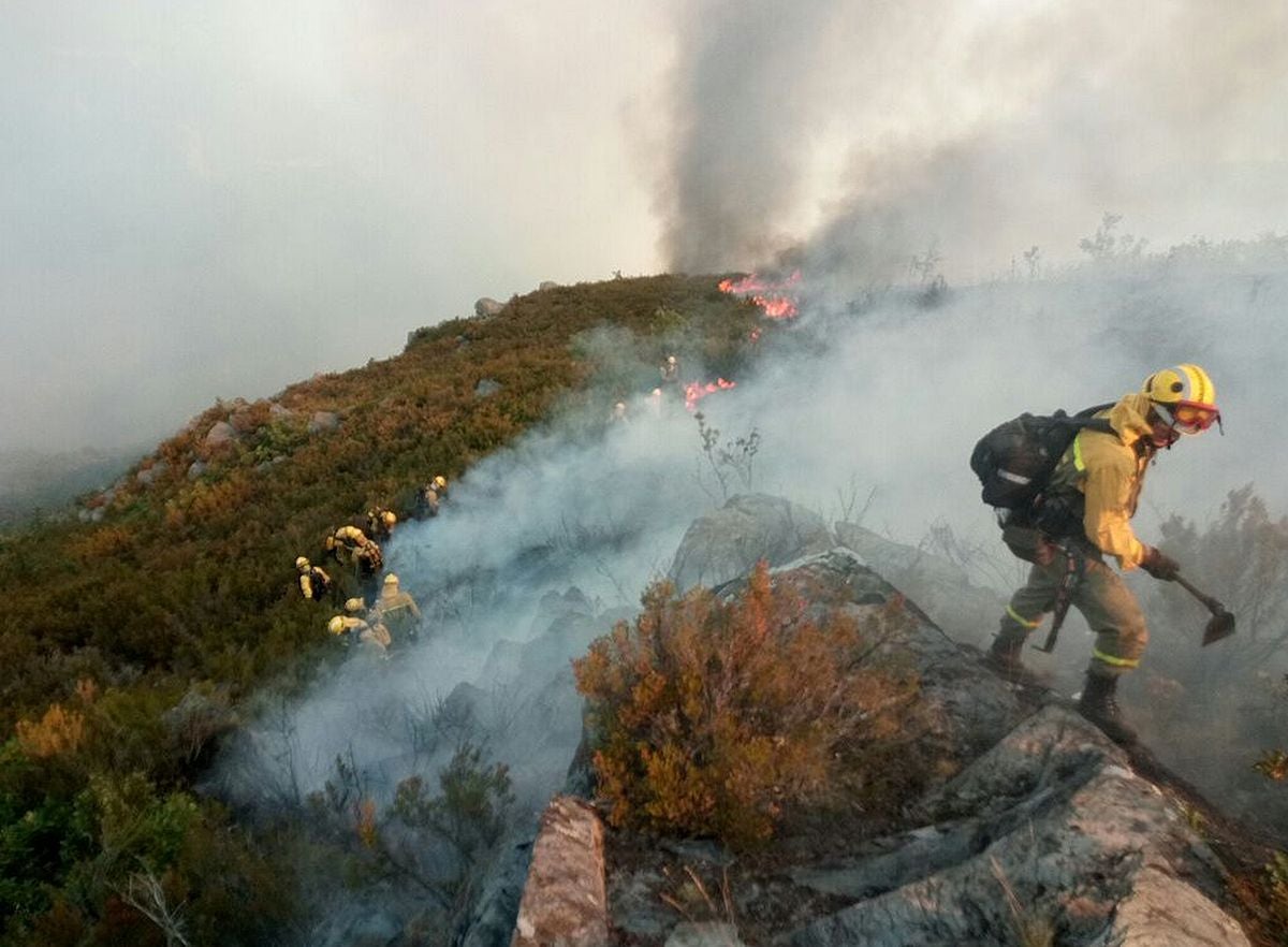 El fuego afecta principalmente a una zona de matorral, pero es una zona escarpada y de acceso complicado que dificulta las labores de extinción | El fuego, de carácter intencionado y que se localizó en Losadilla, localidad perteneciente a Encinedo, está fuera de control