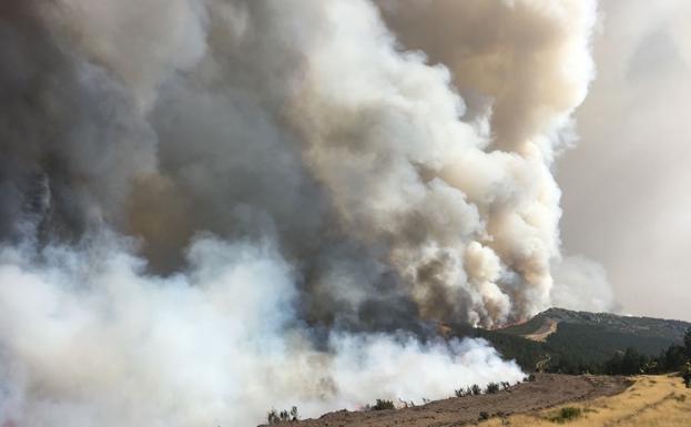 Humo procedente del incendio de Encinedo.