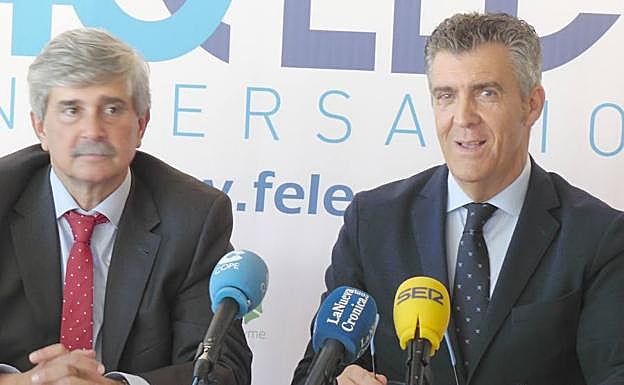 García Marín, rector de la ULE, y Javier Cepedano, presidente de la patronal.