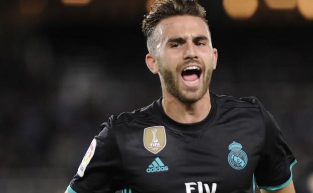 Borja Mayoral, tras marcarle a la Real Sociedad. 