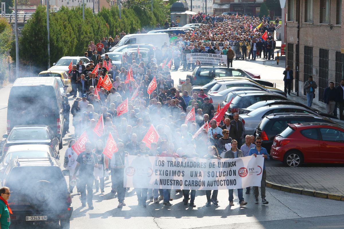 Manifestación minera por la defensa del carbón autóctono y los puestos de trabajo en Ponferrada