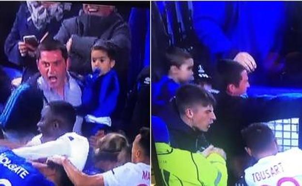 Investigan la pelea del Everton-Lyon en la que participó un hincha con un niño en brazos
