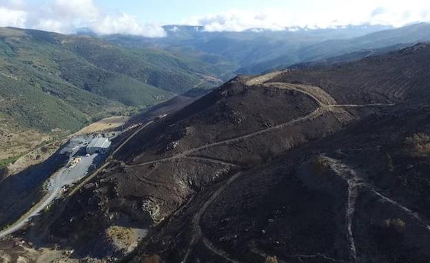 Imagen de una de las zonas que resultaron calcinadas en el incendio de La Cabrera.