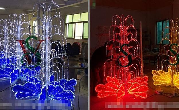 Imagen de fuentes casi idénticas a la que estos días fue situada en San Marcelo como 'estrella' de la iluminación navideña. Su venta online tiene un precio inferior a 300 euros.