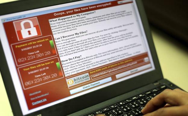 Ordenador afectado por el virus del tipo 'WannaCry'. 