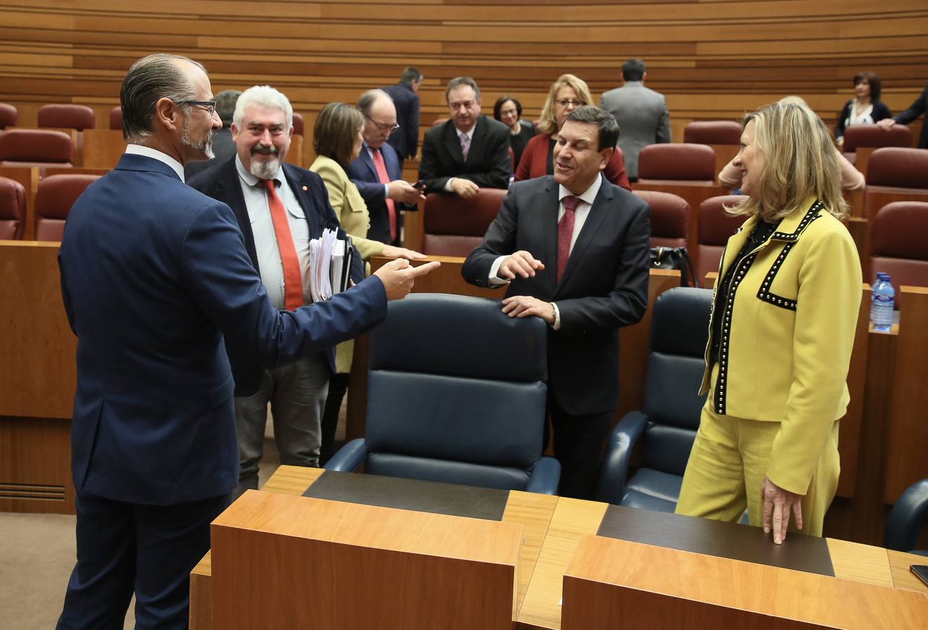 La consejera de Economía y Hacienda, Pilar del Olmo, abrió hoy la primera sesión del pleno que aprobará, previsiblemente, la Ley de Medidas y el proyecto presupuestario que contempla 10.859,2 millones de euros