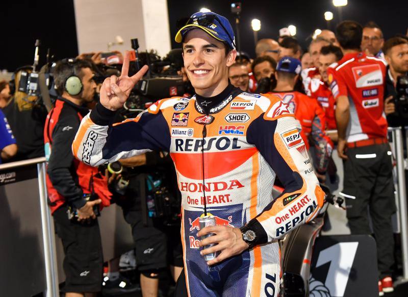 Marc Márquez, celebrando el segundo puesto en el GP de Catar.