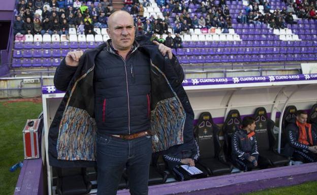 Luis César Sampedro, en su último partido en Zorrilla ante el Reus.