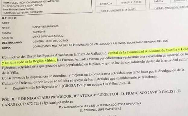 UPL denuncia que las Fuerzas Armadas hablan de Valladolid como 'capital de Castilla y León'