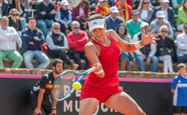 Garbiñe Muguruza, durante su partido ante la paraguaya González. 