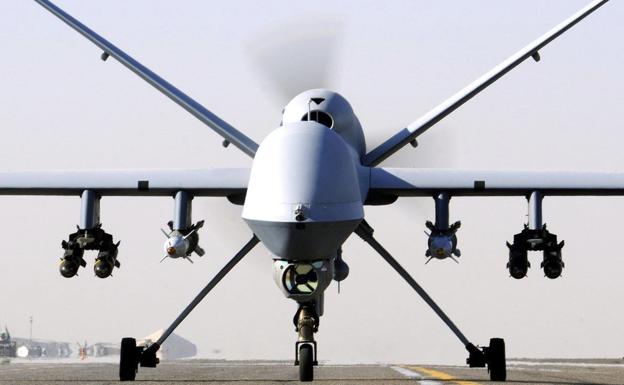 Imagen de un dron Reaper armado para el combate.