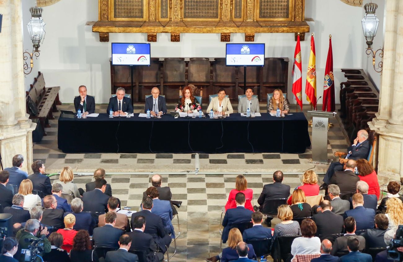 Pleno de las Cortes por la presentación del informe anual del Procurador del Común en la capilla del Colegio Fonseca de Salamanca
