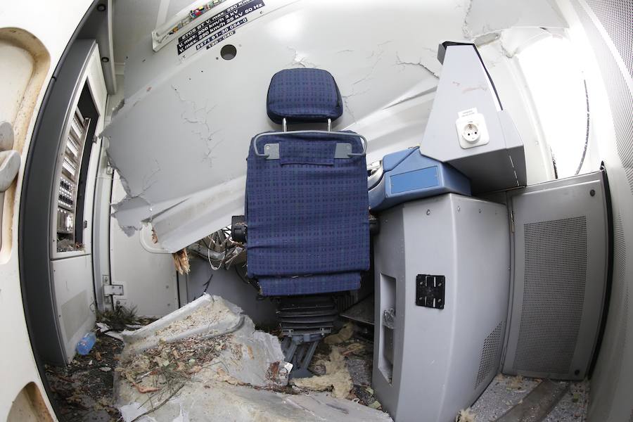 Las ramas entraron en la cabina e hirieron al conductor del tren, que cubría la ruta Madrid-Gijón y transportaba a 97 personas