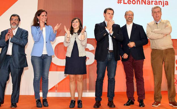 Albert Rivera, durante el acto con simpatizantes en León.