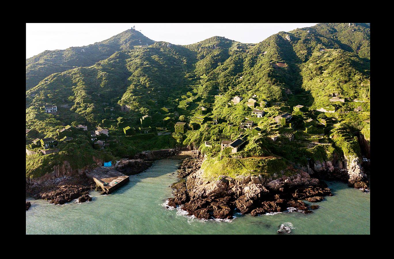 En Houtouwan, una pequeña aldea en las islas Shengsi, a 50 kilómetros de Shanghai, sólo vive un puñado de personas. Sus moradores, unos 2.000 pescadores y sus familias, tuvieron que emigrar a comienzos de la década de 1990 en busca de oportunidades, cuando la pequeña bahía se volvió insuficiente para atender la creciente demanda de la industria pesquera. El paso del tiempo y la naturaleza se han adueñado de las casas, que fueron la cuna de varias generaciones de pescadores, para abrazarlas y crear este sorprendente entorno: un fantasma verde, como un paisaje de otro mundo. 