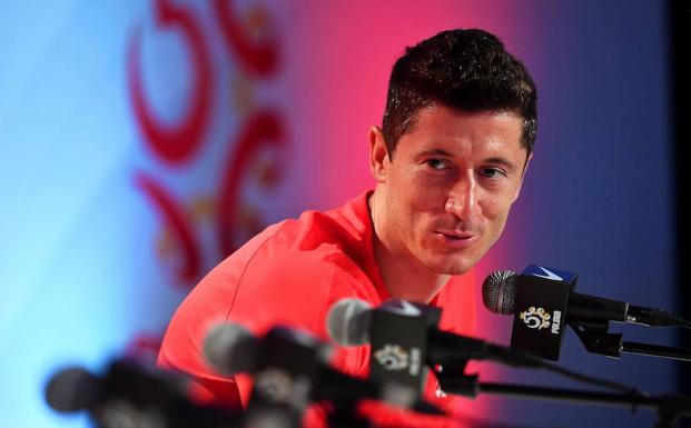 Lewandowski, en rueda de prensa. 